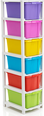 Khunt Enterprise 6 Compartments Plastic Desk Organizer(Multicolor)