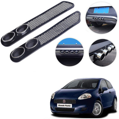 Qiisx Plastic Car Bumper Guard(Black, Silver, Pack of 2, Fiat, Grand Punto)