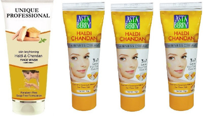 UNIQUE PROFESSIONAL HALDI CHANDAN FACE WASH 100 ML + HALDI CHANDAN TURMERIC CREAM 50 GR PACK OF 3(4 Items in the set) UNIQUE PROFESSIONAL HALDI CHANDAN FACE WASH 100 ML + HALDI CHANDAN TURMERIC CREAM 50 GR PACK OF 3(4 Items in the set)