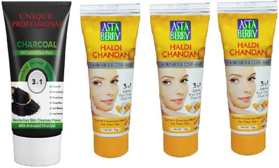 UNIQUE PROFESSIONAL 3 IN 1 CHARCOAL FACE WASH 100 ML + HALDI CHANDAN TURMERIC CREAM 50 GR PACK OF 3(4 Items in the set) UNIQUE PROFESSIONAL 3 IN 1 CHARCOAL FACE WASH 100 ML + HALDI CHANDAN TURMERIC CREAM 50 GR PACK OF 3(4 Items in the set)