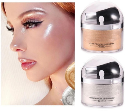 GFSU NEW ILLUMINATOR SHIMMERY SHINY GLOW FACE MAKEUP POWDERY SILVER HIGHLIGHTER Highlighter(Golden, Silver)