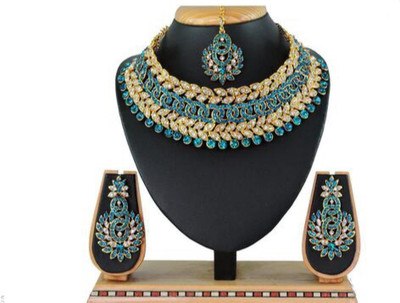 AAFIYA ENTERPRISES Alloy Rhodium, Gold-plated, Silver Blue, Gold Jewellery Set(Pack of 1)