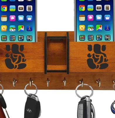 shashank Shashank COMBO MULTIPURPOSE WOODEN KEY HOLDER MOBILE CHARGING STAND Wood Key Holder(7 Hooks)