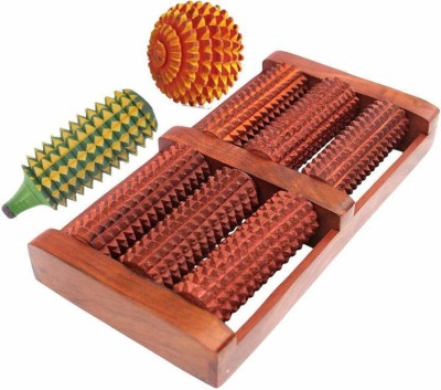 Vigeeyan VG- 440012 Wooden (Sheesham wood ) foot 6 roller,with wooden ball and karela massager Massager(with wooden ball an karela)