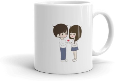 Mr UVD Love Couple 698 Design Graphical Printed Premium Quality Ceramic Coffee Mug(350 ml)