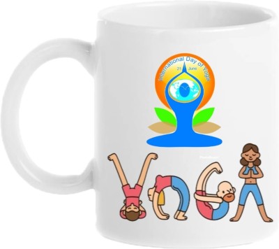 Sunshine Activities Yoga day Ceramic Coffee Mug(325 ml)