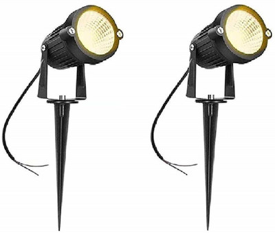 spark world Spike LED Garden Light for Outdoor Purposes 3 Watts (Warm White) Pack of 2 Post Light Outdoor Lamp(White)