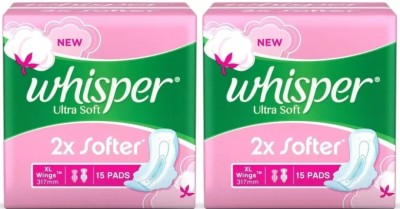Whisper Ultra Soft XL Wing ( 15+15 pads ) Sanitary Sanitary Pad  (Pack of 2)