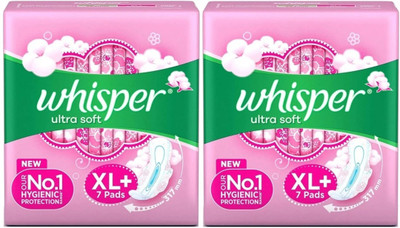 Whisper Ultra Soft XL Wing ( 7+7 pads ) Sanitary Sanitary Pad (Pack of 2)