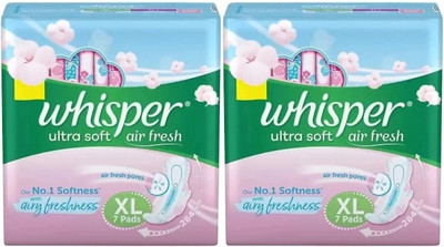 Whisper Ultra Soft air fresh XL ( 7+7 pads ) Sanitary Sanitary Pad (Pack of 2)
