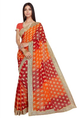 Rani Saahiba Embellished Bollywood Chiffon Saree(Red)