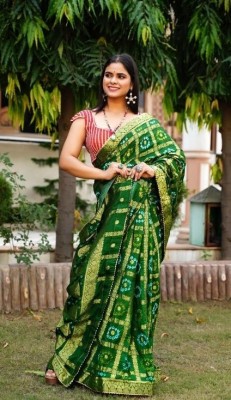 YOGESH FASHION Woven Bandhani Art Silk Saree(Green)