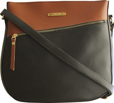 ASTIR COLLEEN Tan, Black Sling Bag Leather Women's & Girl's Sling Bag -(U Shape)