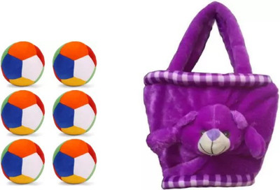 Nihan Enterprises 6pc soft toys and purple cap teddy  - 30 cm(Multicolor)