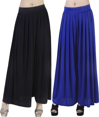 Afreen Flared Women Black, Dark Blue Trousers