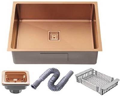 MESSINA 304 HANDMADE sound proof KITCHEN SINK HEAVY-DUTY PREMIUM QUALITY CHROME MATT FINISH (24"×18"×10") ROSE GOLD vessel sink. Vessel Sink