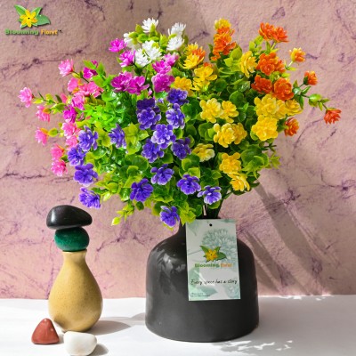 blooming floret Artificial Kalanchoe 6 Flower Bunch for Home ,Office Decor | Pink, White, Purple, Blue, Orange, Yellow Wild Flower Artificial Flower(10 inch, Pack of 6, Flower Bunch)