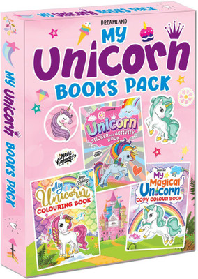 My Unicorn Books Pack - Unicorn Sticker and Activity Book, Copy Colour and Colouring Books(English, Paperback, Dreamland Publications)
