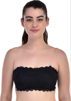 NP CREATION NP CREATION-NETBRA-BLACK-01 Women Bandeau/Tube Lightly Padded Bra(Black)