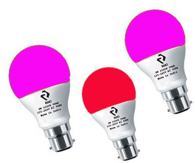 rino 9 W Basic Standard B22 LED Bulb(Multicolor, Pack of 3)