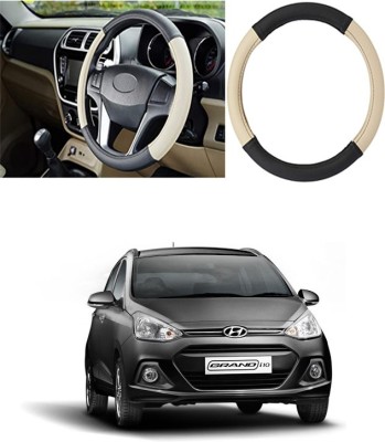 Etradezone Hand Stiched Steering Cover For Hyundai Grand i10(Black, Beige, Leatherite)