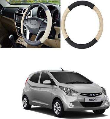 Etradezone Hand Stiched Steering Cover For Hyundai Eon(Black, Beige, Leatherite)
