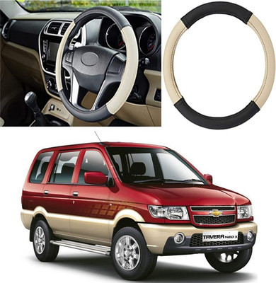 Etradezone Hand Stiched Steering Cover For Chevrolet Tavera(Black, Beige, Leatherite)