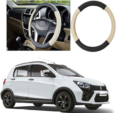 Etradezone Hand Stiched Steering Cover For Maruti Celerio(Black, Beige, Leatherite)