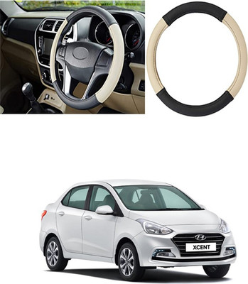 Etradezone Hand Stiched Steering Cover For Hyundai Xcent(Black, Beige, Leatherite)