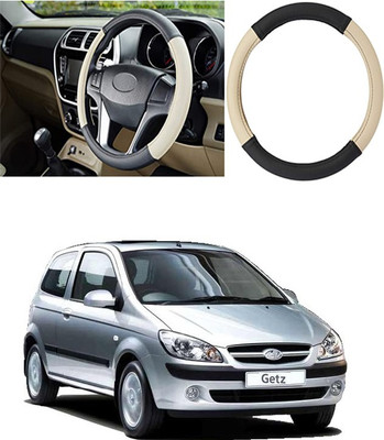 Etradezone Hand Stiched Steering Cover For Hyundai Getz(Black, Beige, Leatherite)