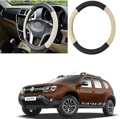 Etradezone Hand Stiched Steering Cover For Renault Duster(Black, Beige, Leatherite)