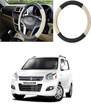 Etradezone Hand Stiched Steering Cover For Maruti WagonR(Black, Beige, Leatherite)