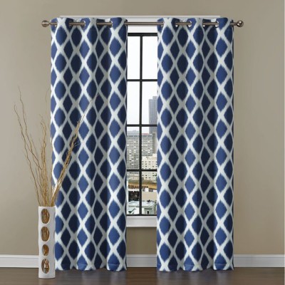 Dekor World 150 cm (5 ft) Cotton Window Curtain (Pack Of 2)(Solid, Blue)