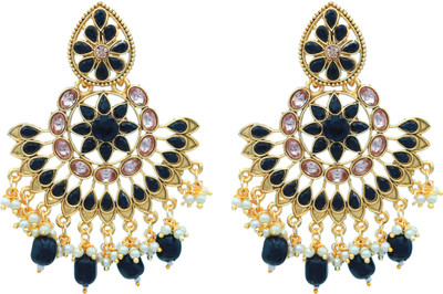 A K JEWEL STORES 108 Cubic Zirconia Alloy Chandbali Earring