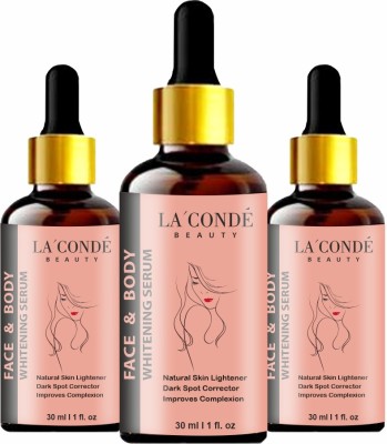 La'Conde Face & Body Skin Whitening Serum Uneven tone, Reduce Dark Spot Pack 3 30 ML Men & Women(90 ml)