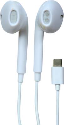 Reponic Type C Earphone Wired Earphones with Mic & HD Sound Quality White Wired Headset
