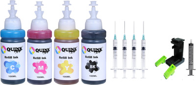 DarkTone Refill For Pg 47 and Cl 57 Cartridge Compatible for E series Black + Tri Color Combo Pack Ink Bottle