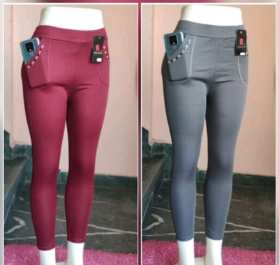 GRX Maroon, Grey Jegging(Solid)