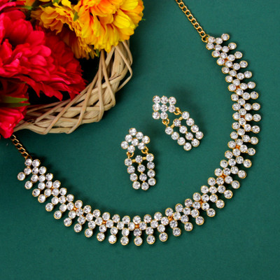 Atasi International Alloy Rhodium Gold, White Jewellery Set(Pack of 1)