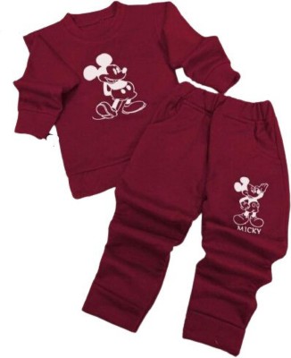 JSGARMENTS Baby Boys & Baby Girls Party(Festive) T-shirt Pant(Maroon)