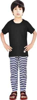 MADE IN THE SHADE Boys Casual T-shirt Track Pants(BLACK_10T)