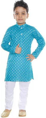 FMSE Boys Festive & Party Kurta and Pyjama Set(Blue Pack of 2)