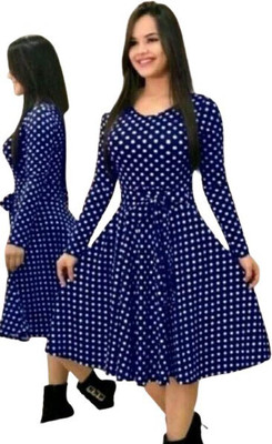 Vani Enterprise1 Women Polka Print Anarkali Kurta(Black)