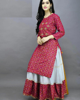 Flute Fashion Women Printed A-line Kurta(Pink)