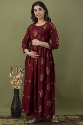Mialo fashion Women Printed A-line Kurta(Maroon)