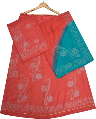 YUVIRAJ FASHION HUB Embellished Semi Stitched Rajasthani Poshak(Red)