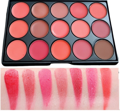 Emijun Matte 15 color lip cream lipstick palette lip liner moisturizing color lip balm(MULTI COLOR, 15 g)