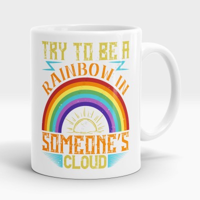 LASTWAVE Try to be a rainbow in someone’s cloud, Rainbow 11Oz Coffee Ceramic Coffee Mug(325 ml)