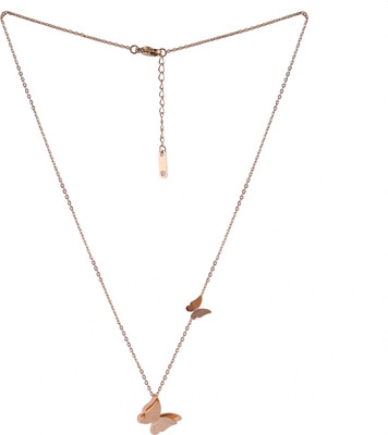 VADDORIYA SALES Rosegold Neckless With Attached Double Butterfly Pendant Diamond Gold-plated Plated Alloy Necklace