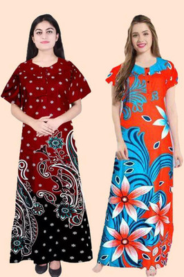 Sarthak Creation Women Nighty Set(Red)